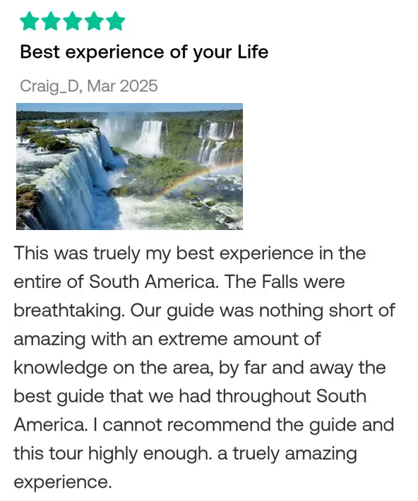 Private day trip of Iguazu Falls Review