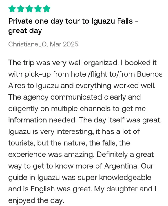 Review for Private day Trip of Iguazu Falls